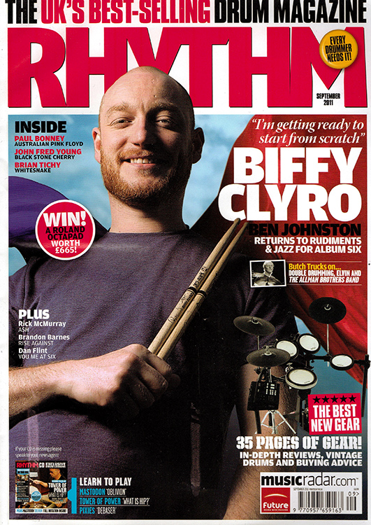 Rhythm magazine cover shoot with Ben Johnston from Biffy Clyro by Adam Gasson / threesongsnoflash.net