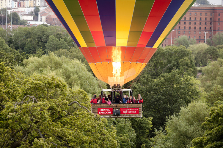 Bristol aerial photograph of people enjoying a hot air balloon flight by Adam Gasson