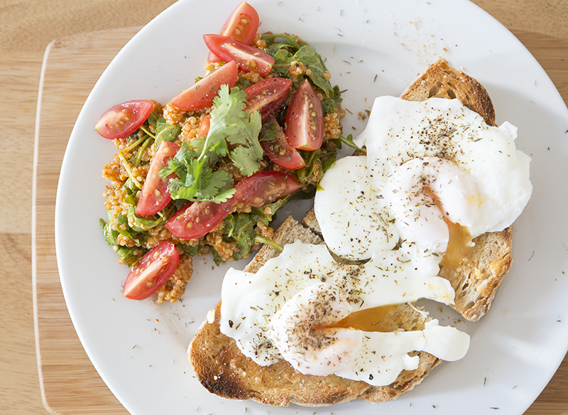 Poached eggs with quinoa salad by Adam Gasson / adamgasson.com