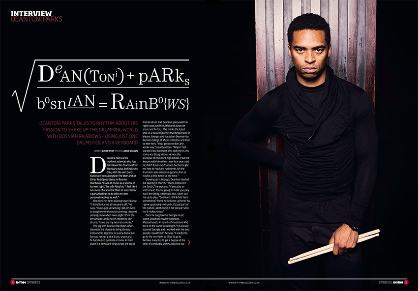 Deantoni Parks photographed for Rhythm by Adam Gasson.