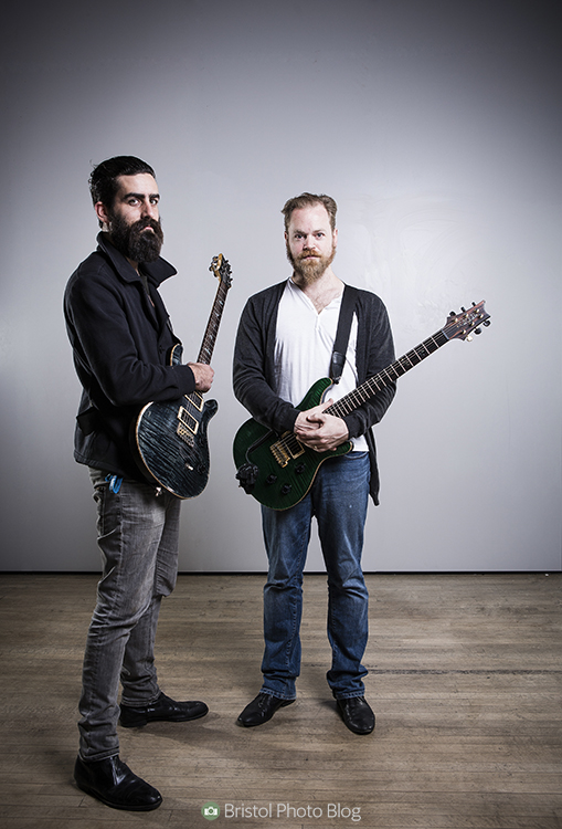 Guitarists Drew and Hoss from Karnivool, photographed for Total Guitar before their show at the Anson Rooms, Bristol. 14 November 2013