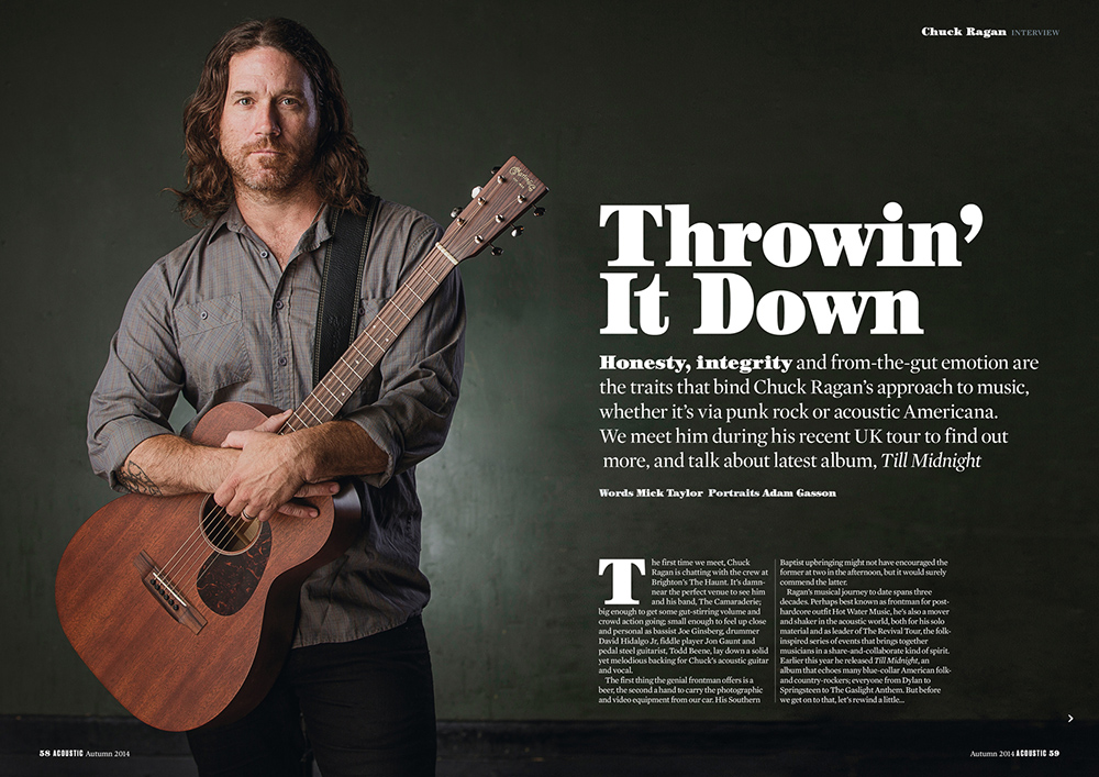 Chuck Ragan photographed for the autumn issue of Guitarist Presents Acoustic. Photo by Adam Gasson / adamgasson.com