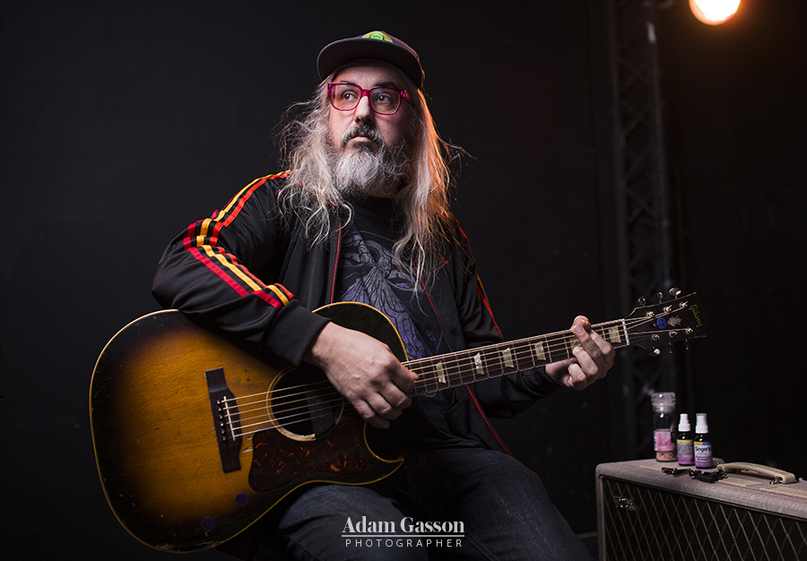 J Mascis photographed at the Globe, Cardiff. 14 January 2015.