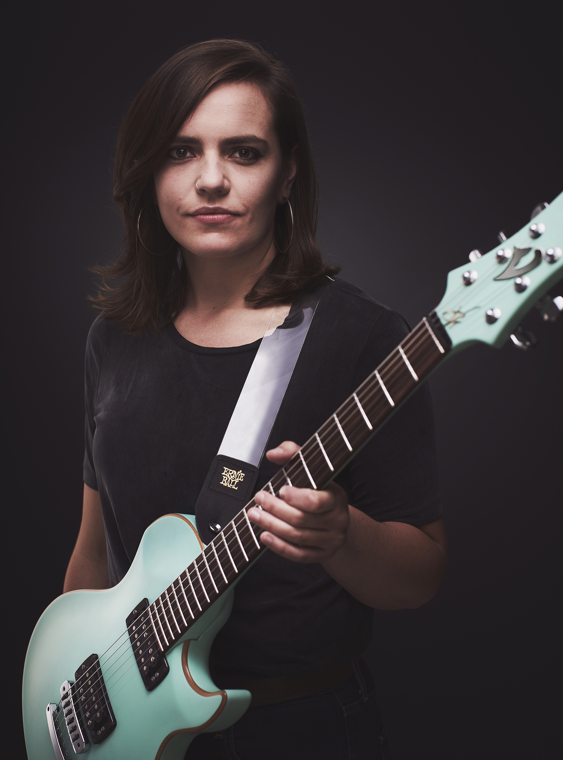 Mary Spender portrait with Vigier guitar